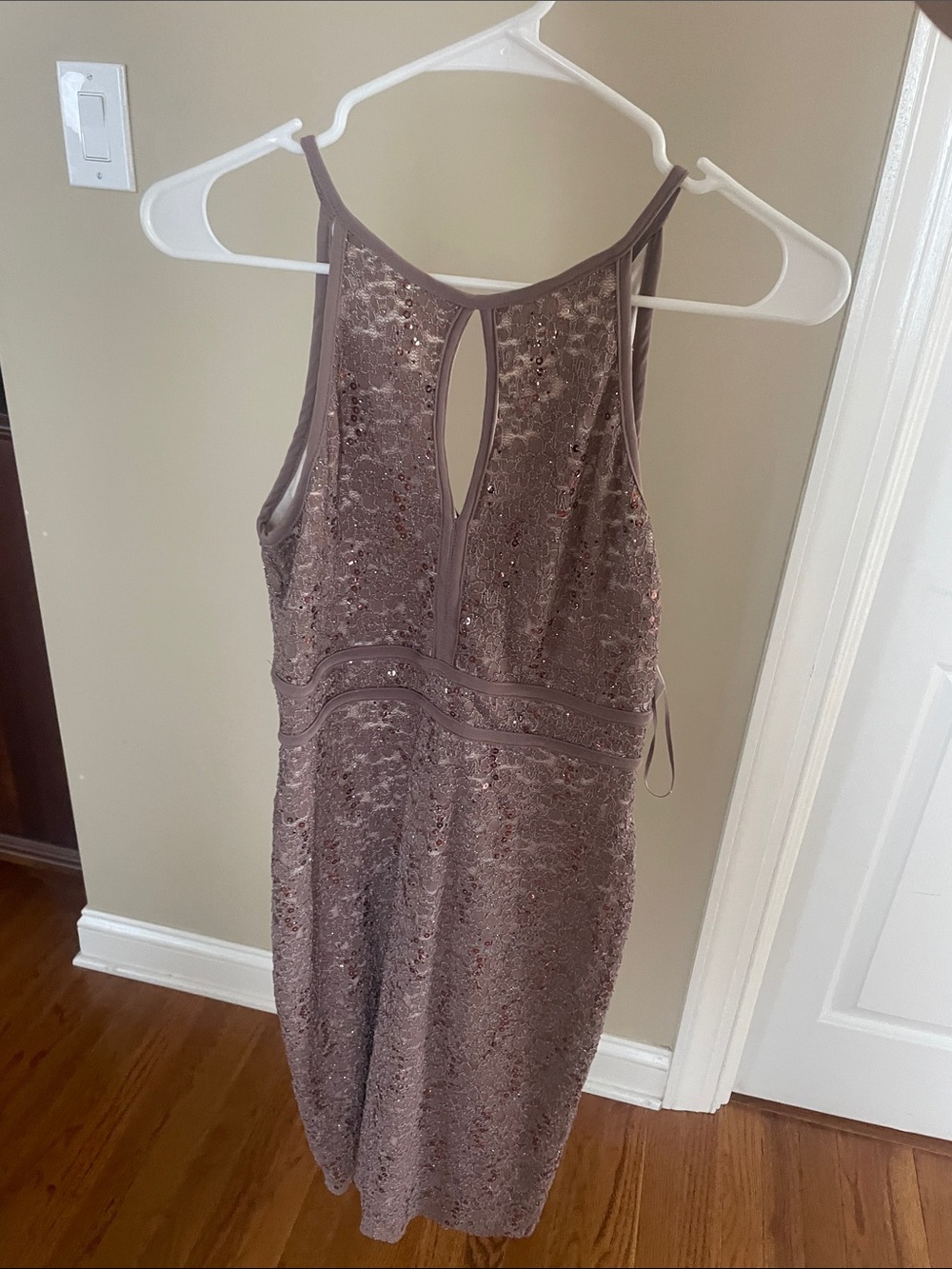Sleeveless Sequin Embellished Mauve Party Dress